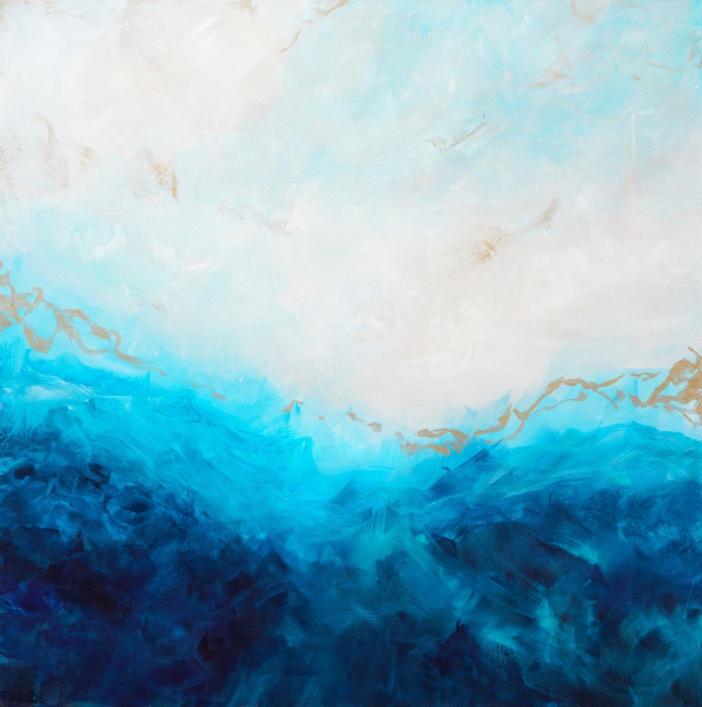Golden Ocean Abstract by Françoise Wattré