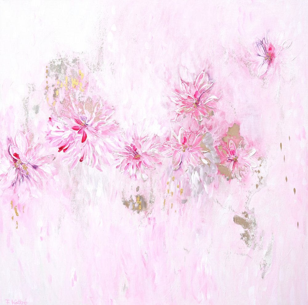 Soft Pink Gold Blooms by Françoise Wattré