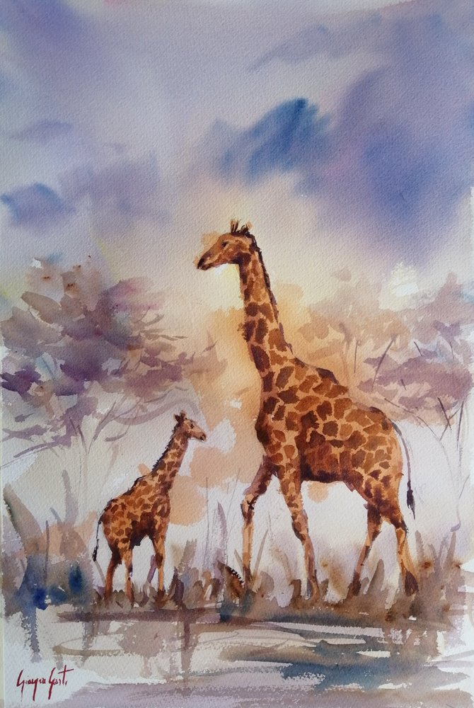 African Giraffe Family by Giorgio Gosti