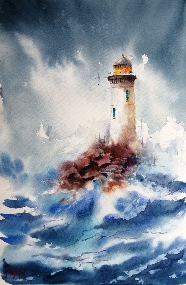 Beacon in Rough Seas by Giorgio Gosti
