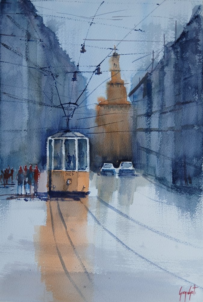 Bologna Tram Reflections by Giorgio Gosti