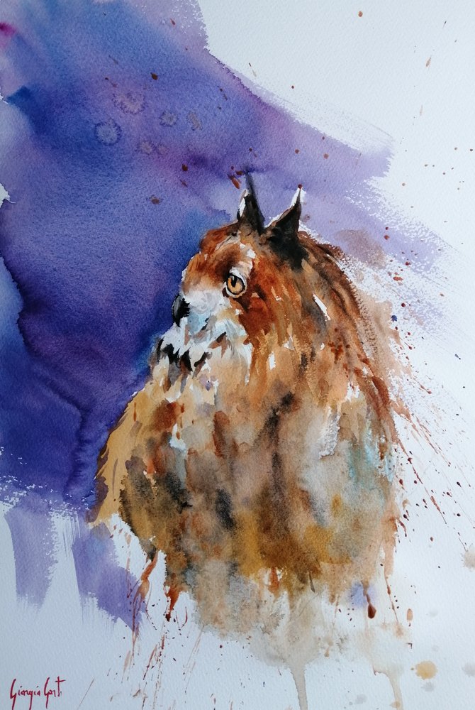 Expressive Watercolor Owl by Giorgio Gosti
