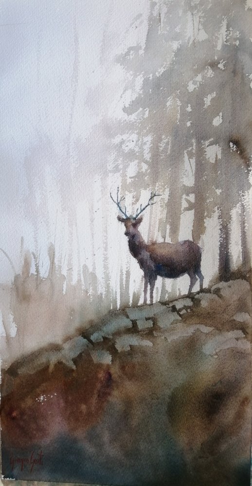 Misty Forest Stag by Giorgio Gosti