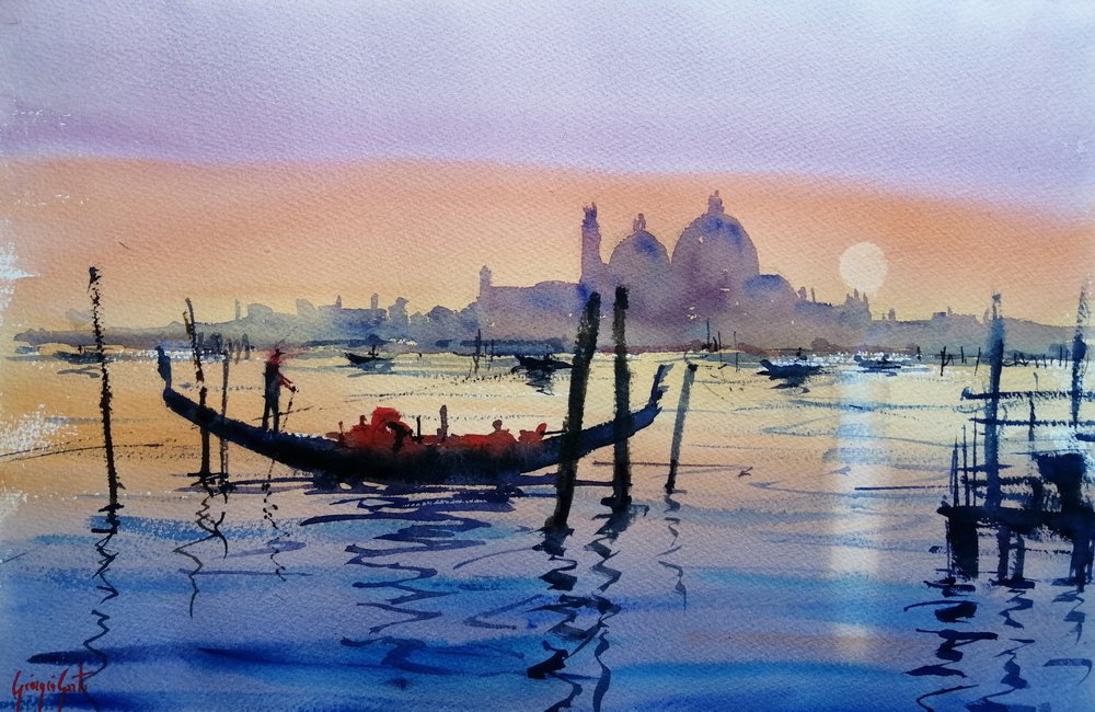 Venice Gondola Sunset by Giorgio Gosti