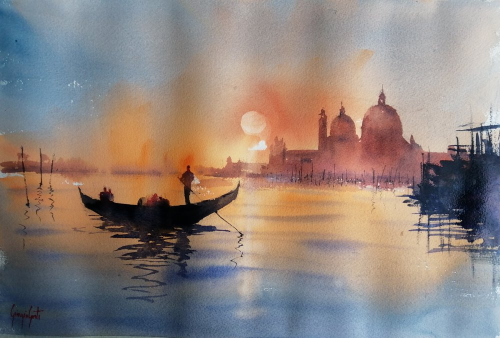 Venice Sunset Gondola by Giorgio Gosti