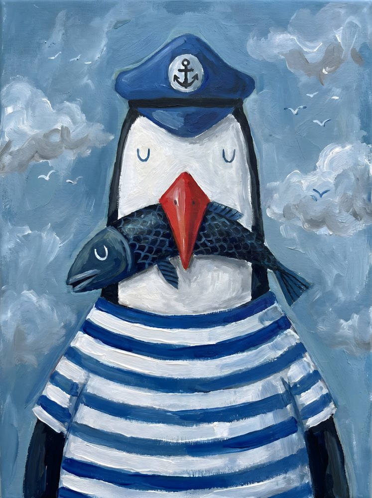 Sailor Penguin With Fish by HUGO
