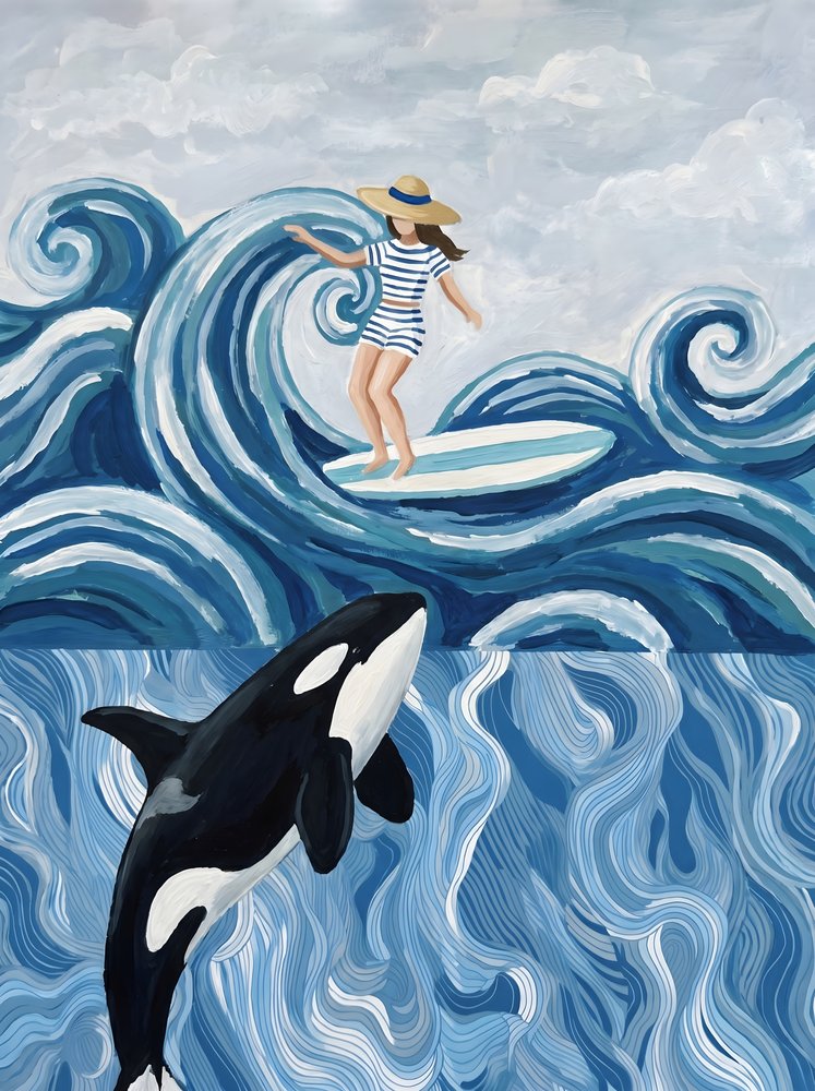 Surfer Girl and Orca by HUGO