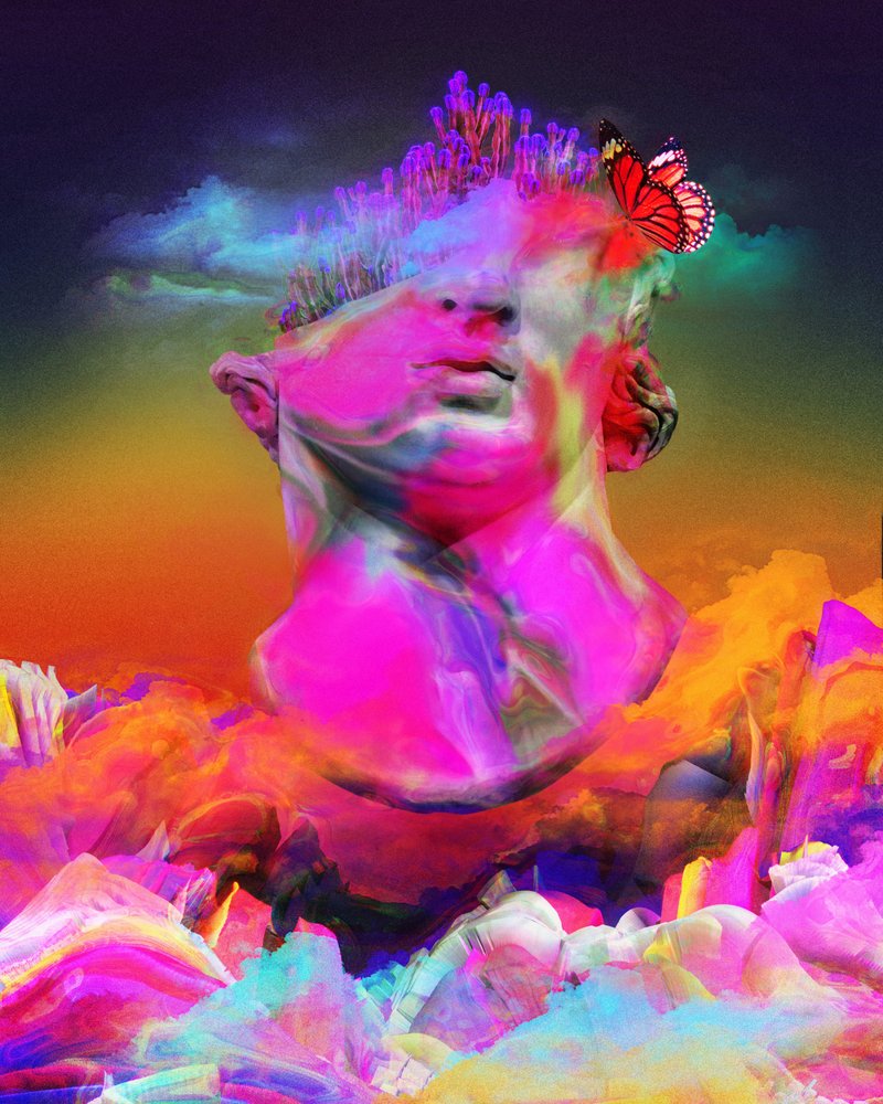 Vibrant Psychedelic Statue by Halit Benli
