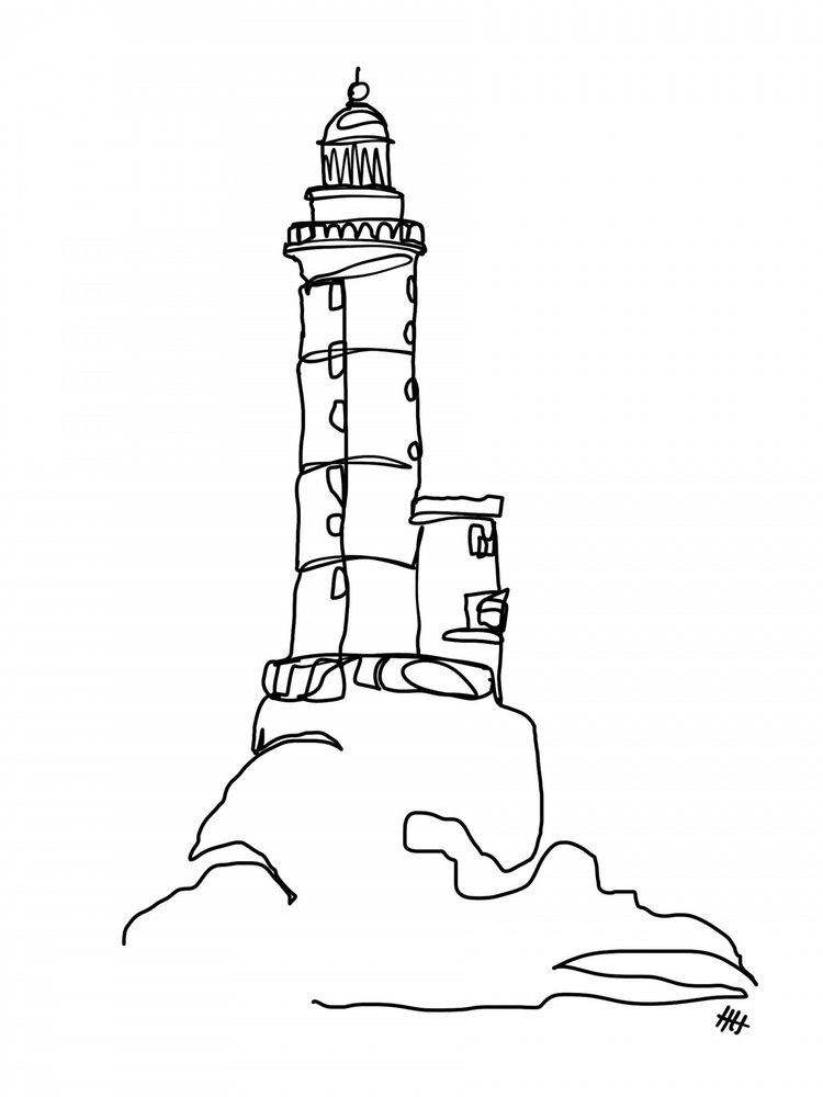 Coastal Lighthouse Line Art by Hanna Lee Tidd