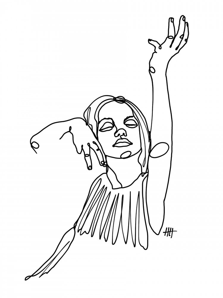 Elegant Line Art Woman by Hanna Lee Tidd