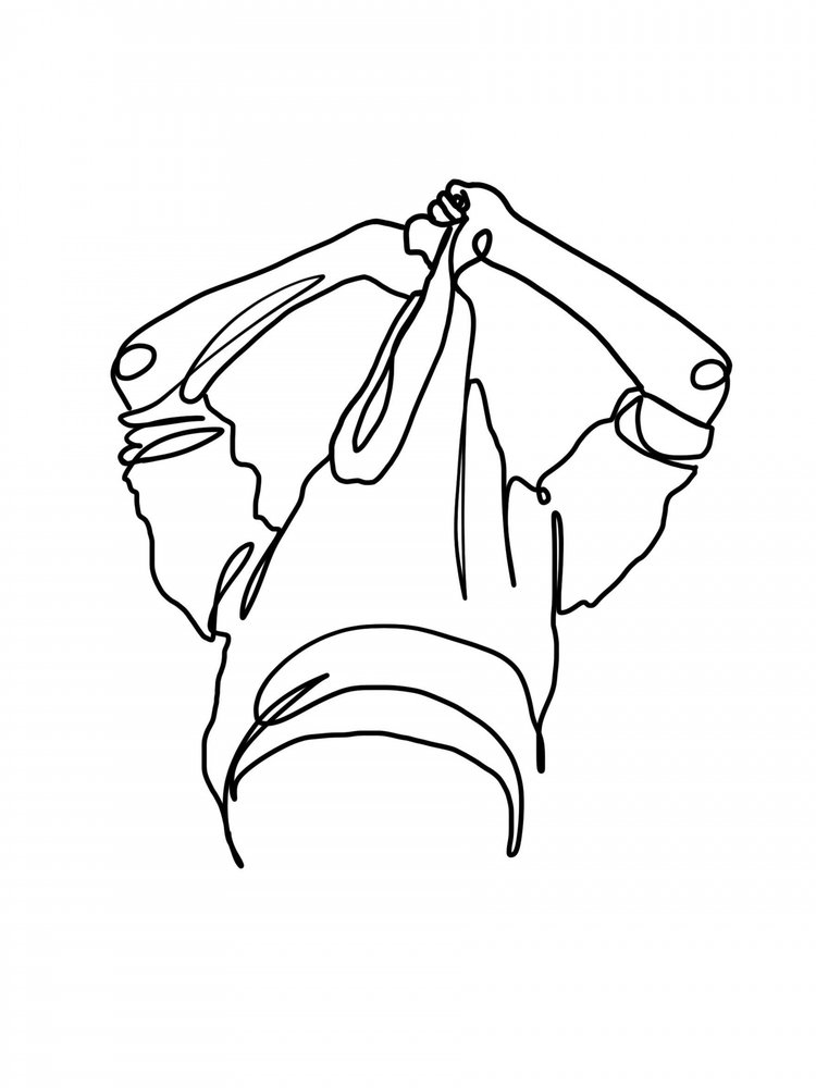 Hoodie Line Drawing by Hanna Lee Tidd