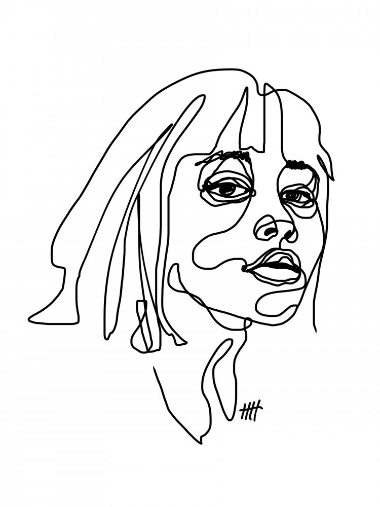 Line Art Woman Portrait by Hanna Lee Tidd