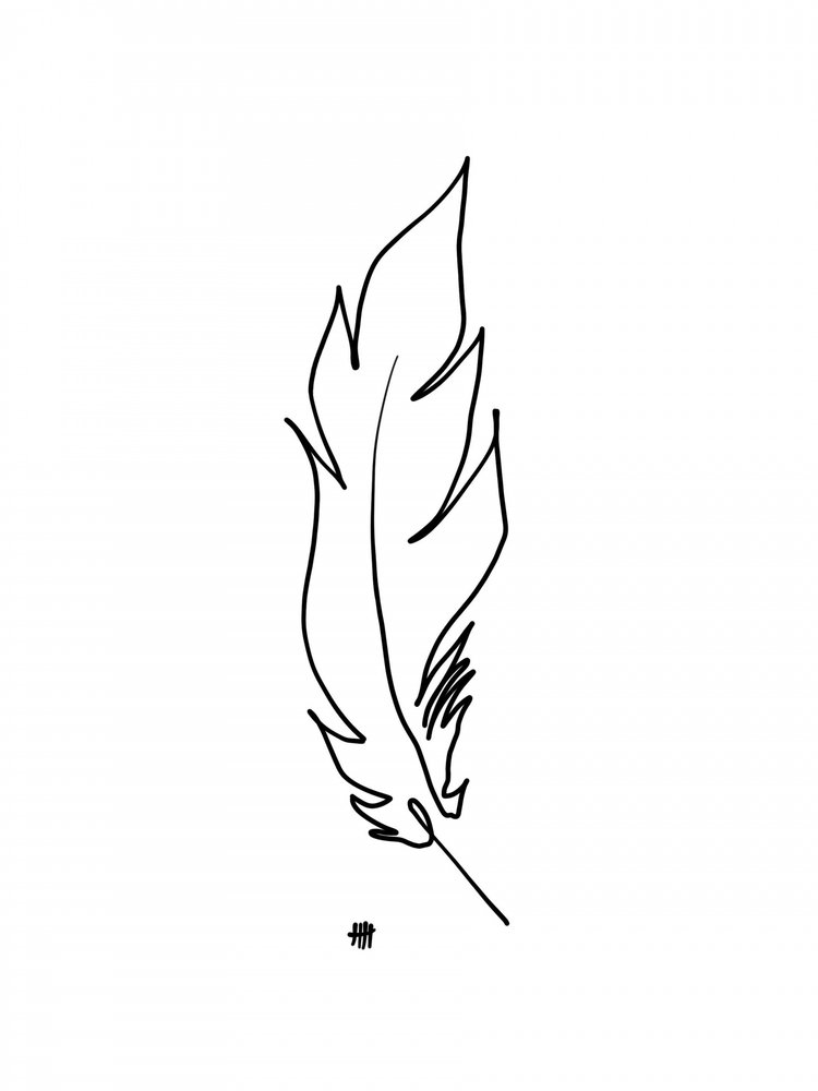 Minimalist Feather Outline by Hanna Lee Tidd