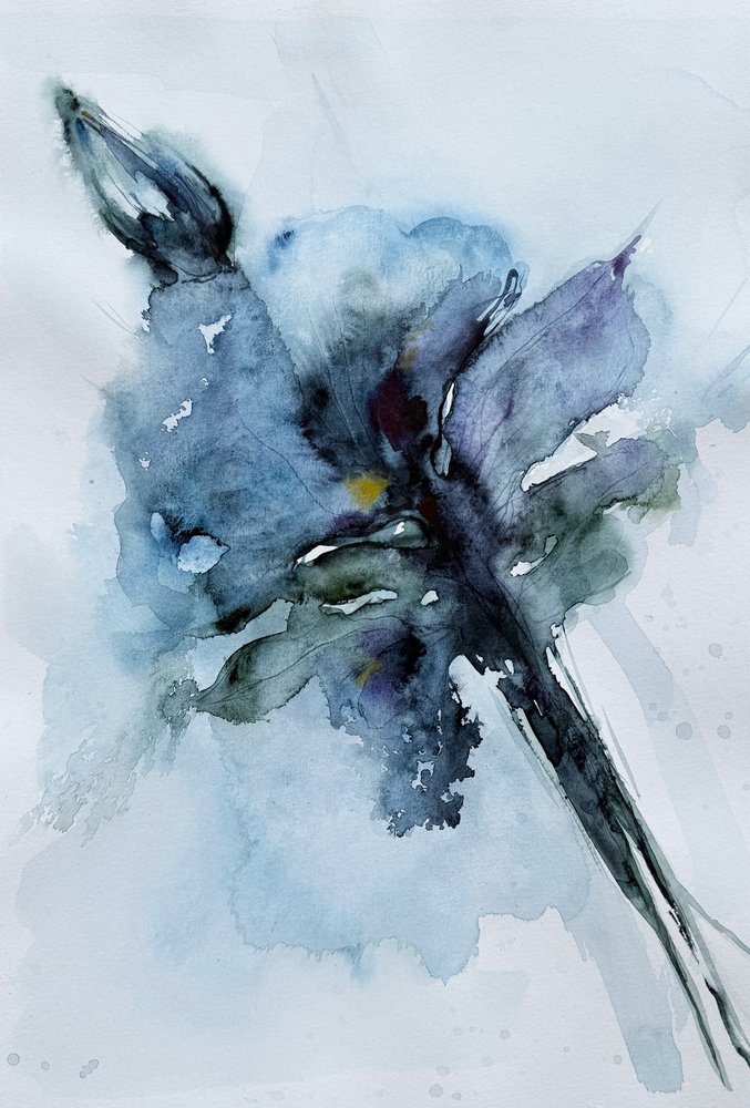 Blue Watercolor Bloom by Helena Ryhle