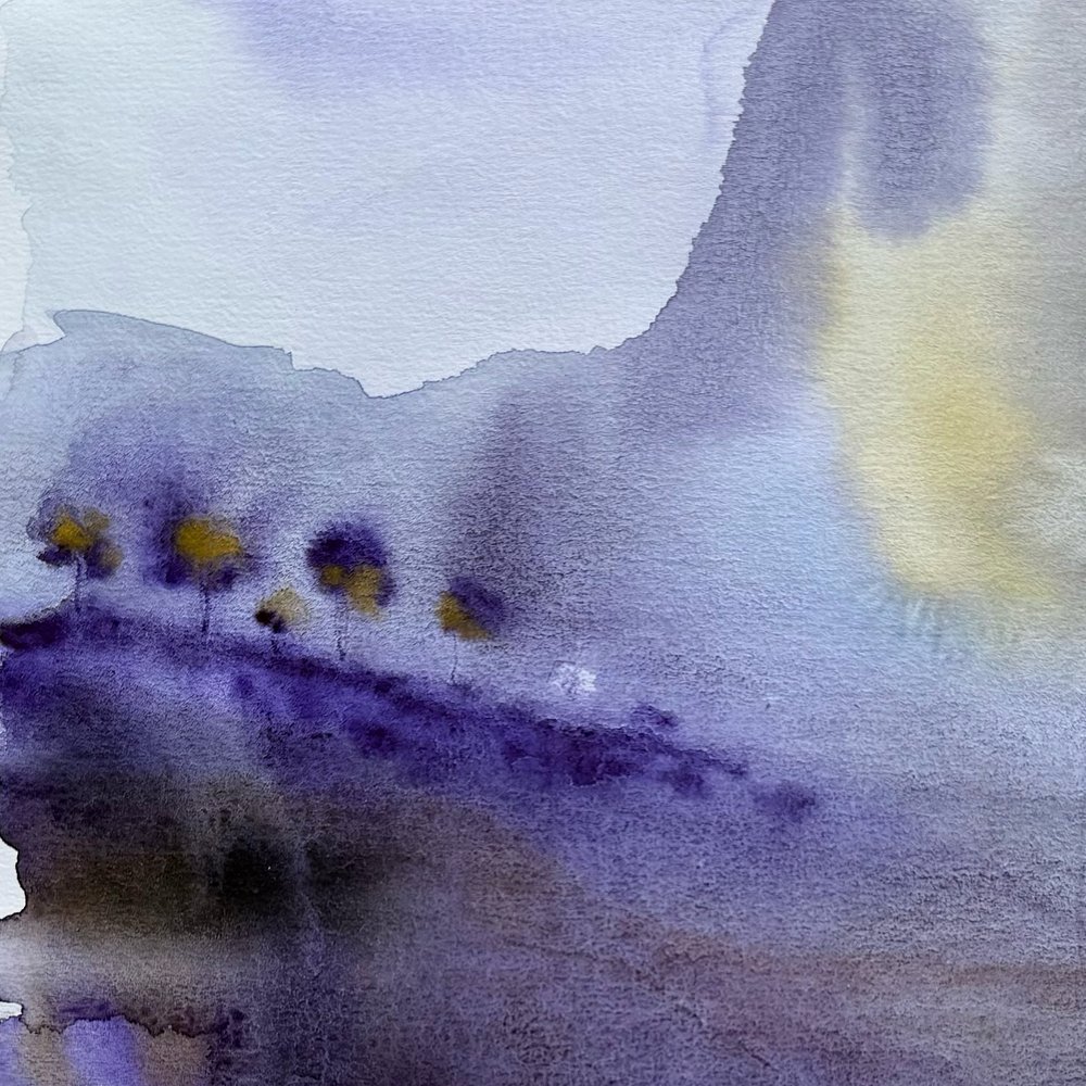 Misty Purple Landscape by Helena Ryhle