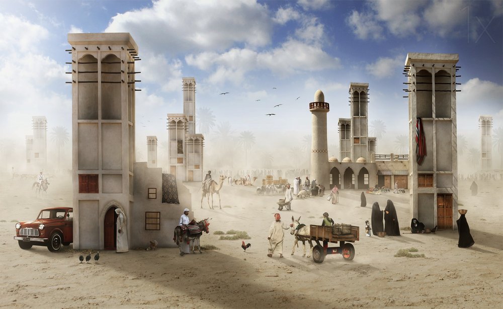Desert Market Town by Hussain Buhligaha