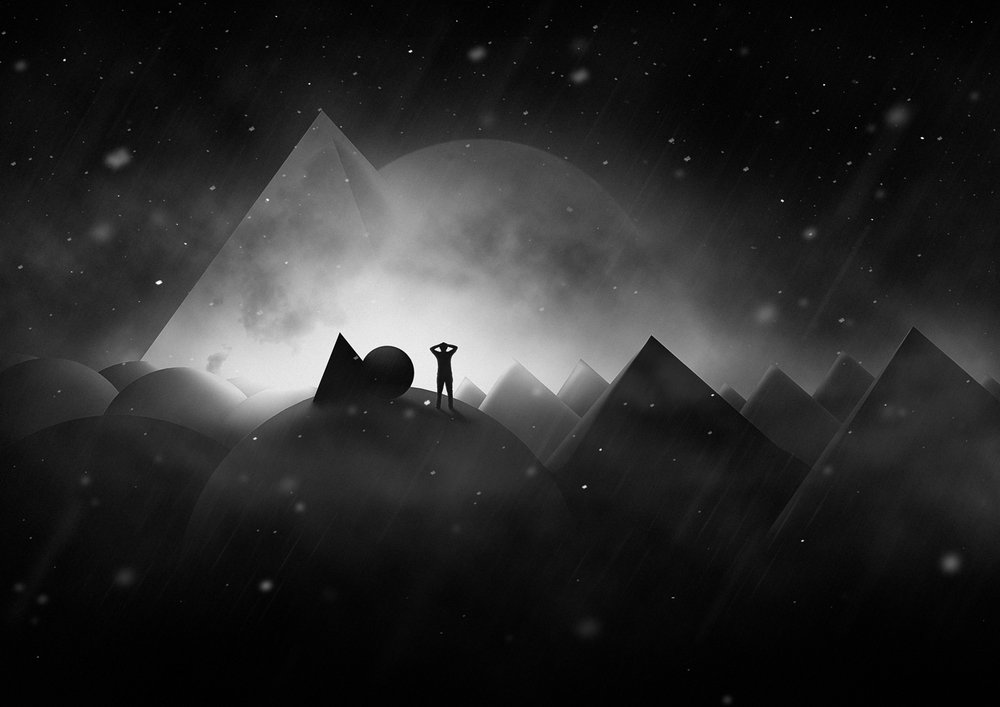 Mysterious Geometric Night by Hussain Buhligaha