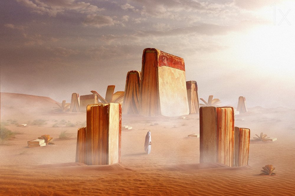 Surreal Book Desert by Hussain Buhligaha
