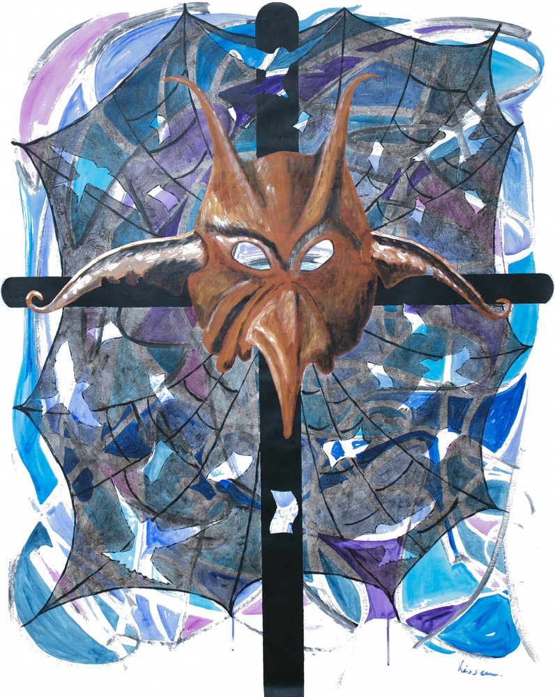 Ominous Horned Mask Cross by Ida Publishing