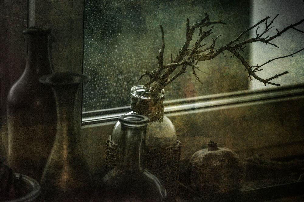 Moody Still Life Bottles by Igor Tokarev