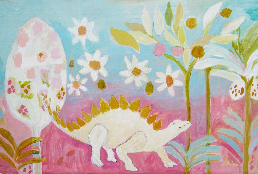 Pastel Dinosaur Garden by Iria Fernandez