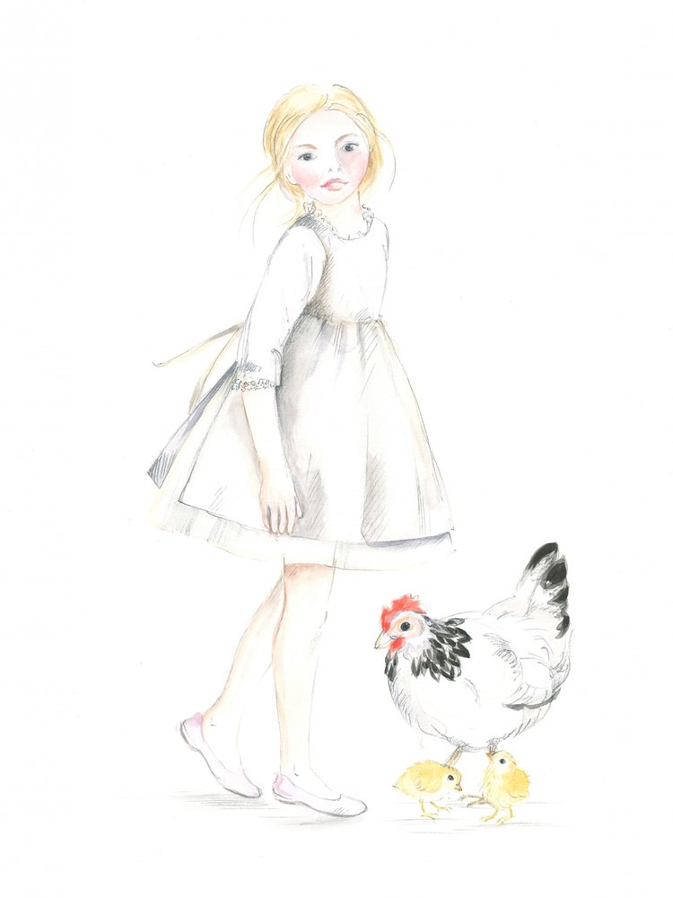 Child with Hen and Chicks Easter 26 by Isabelle Brent