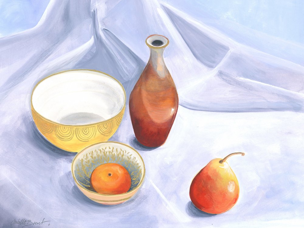 Still Life With Pear and Plum by Isabelle Brent