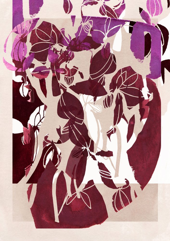 Abstract Magenta Florals by Jenja Braun