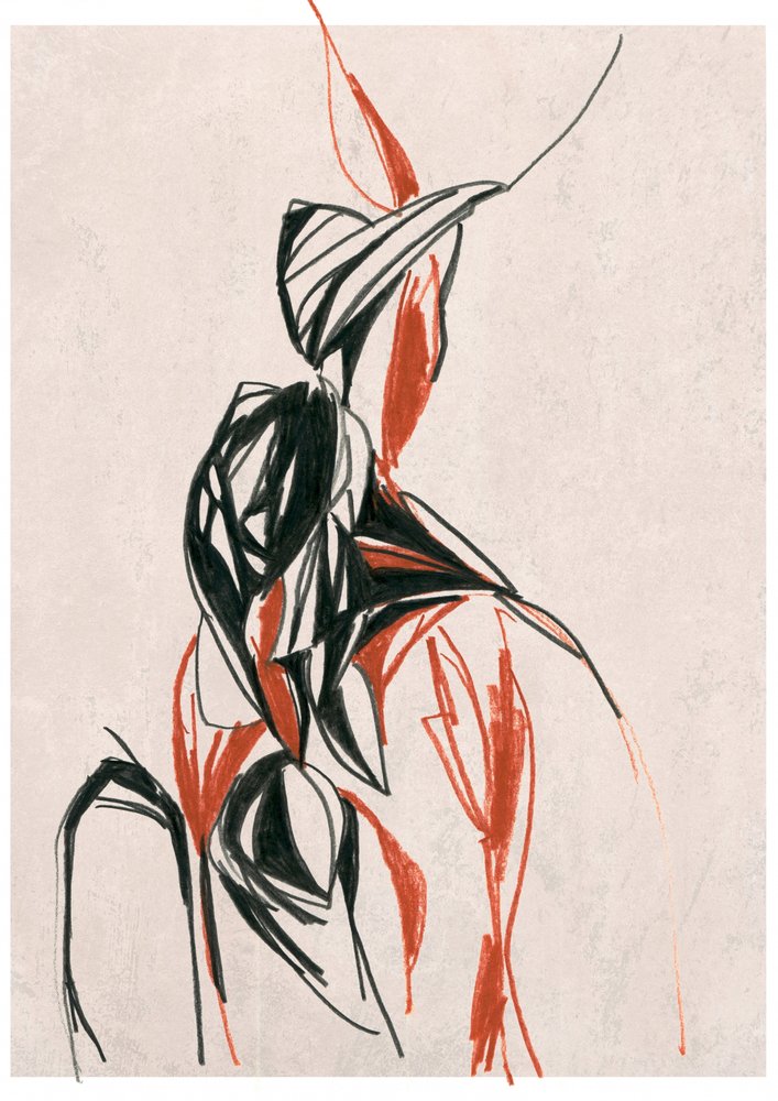 Dynamic Red Black Form by Jenja Braun