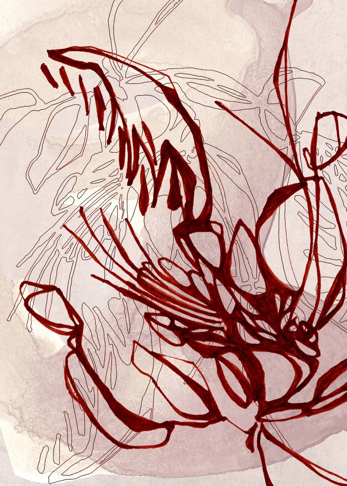 Red Organic Bloom by Jenja Braun