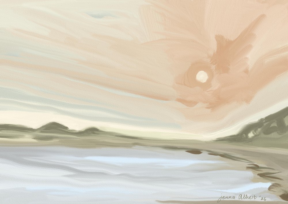 Serene Beach Sunset by Jenna Alheit