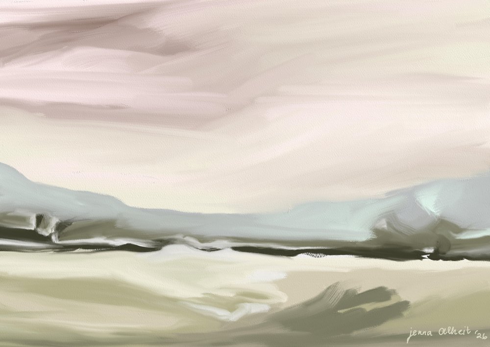 Serene Pastel Landscape by Jenna Alheit