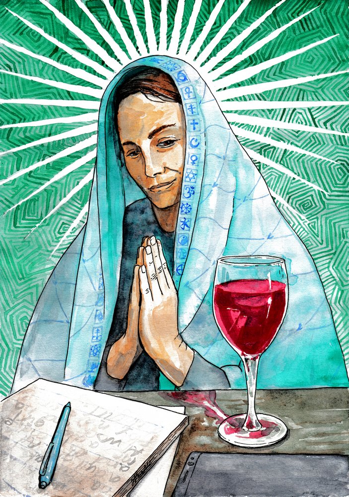 Spiritual Woman Contemplating by Johan Liewendahl