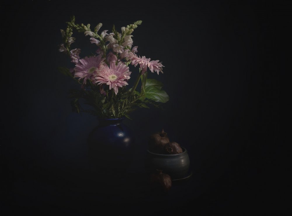 Dark Floral Still Life by John-Mei Zhong