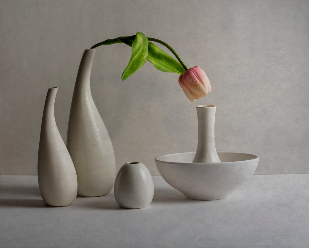 Soft Pink Tulip Vases by John-Mei Zhong