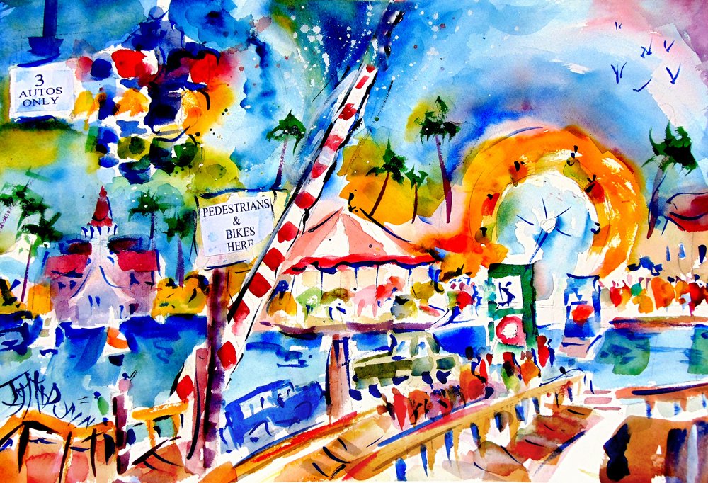 Vibrant Boardwalk Scene by John Dunn