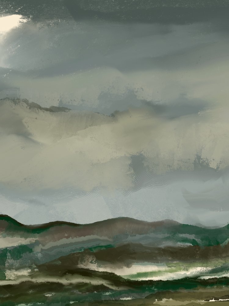 Moody Mountain Landscape by Josie George