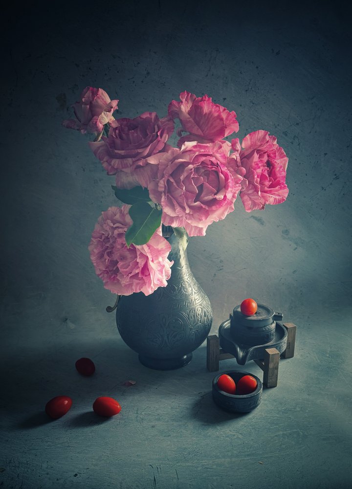Garden Roses and Tomatoes by Judy Tseng