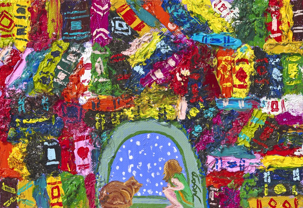 Girl Cat Starry Window by Jukyong Park