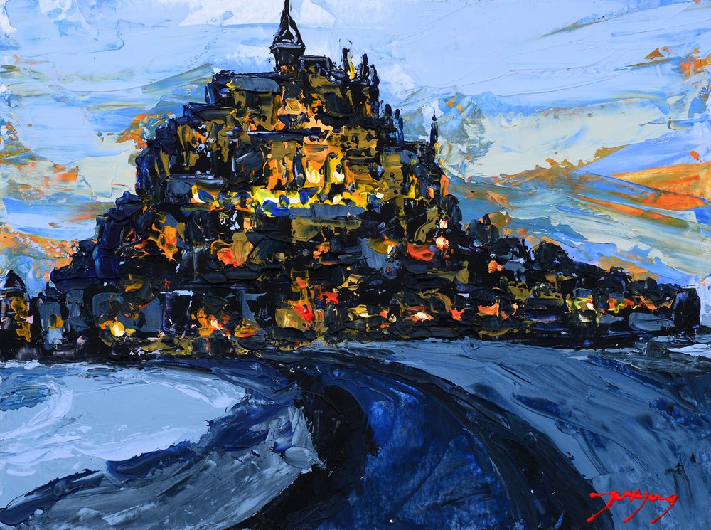 Illuminated Night Castle by Jukyong Park