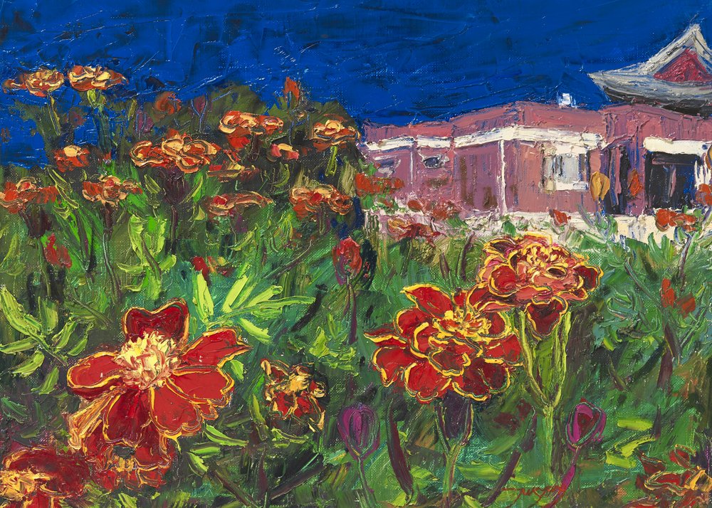 Temple Garden Marigolds by Jukyong Park