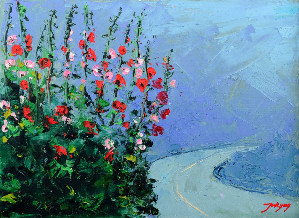 Winding Roadside Flowers by Jukyong Park