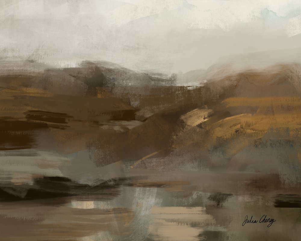 Misty Mountain Landscape by Julia Cheney