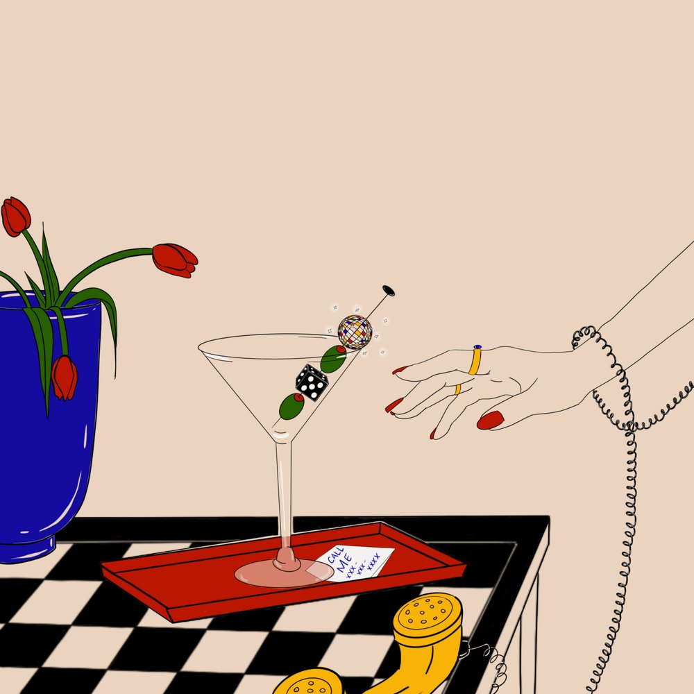 Retro Martini Call by Juliana Kokolari