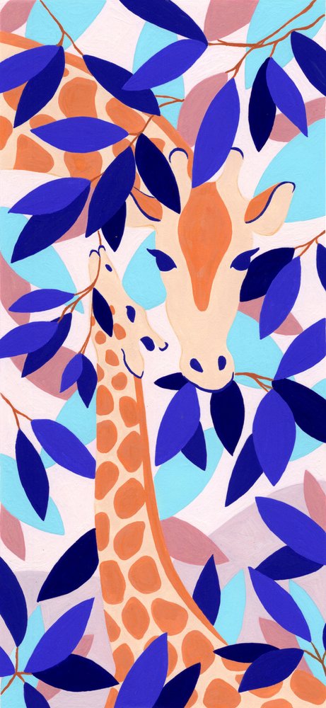 Mother And Baby Giraffes by Julie Lesouef