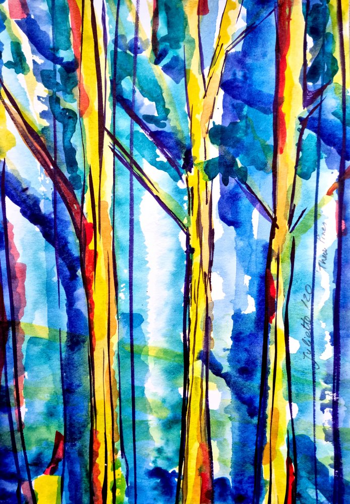 Abstract Watercolor Forest by Julija Belickienė