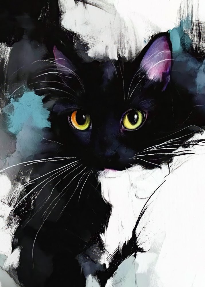 Cat Pastel Painting by Justyna Jaszke