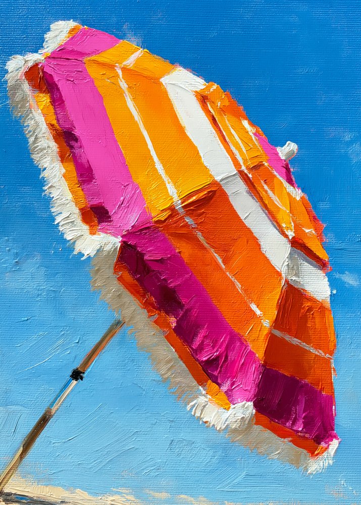 Colorful Beach Umbrella by Justyna Jaszke
