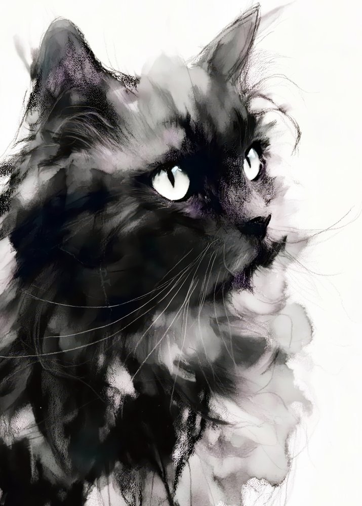Mysterious Black Cat Portrait by Justyna Jaszke