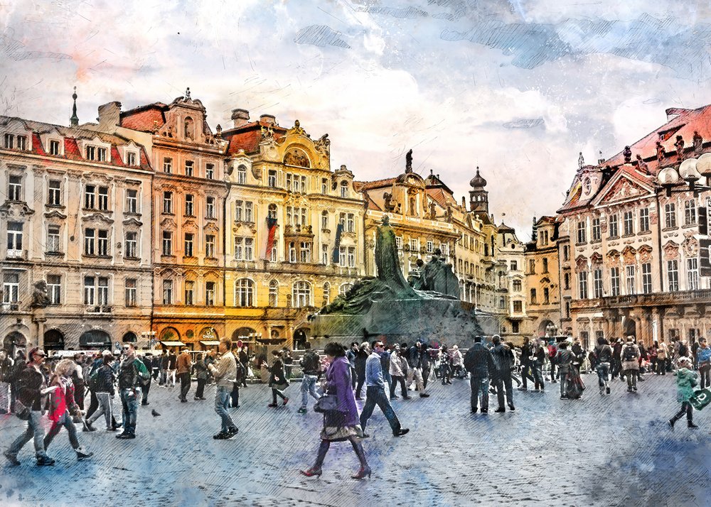 Prague Old Town Square by Justyna Jaszke
